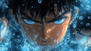 Anime Wallpaper: Intense Eyes, Water Drops, High Resolution Anime Art