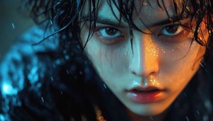 Dramatic Beauty Portrait Wallpaper - Emotional Man Close-Up Aesthetics