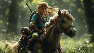 Zelda Wallpaper: Link Riding Horse, Fantasy Art, Game Wallpaper