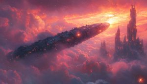 Sci-fi Spaceship Wallpaper, Fantasy City, Space Art, 4K Wallpaper