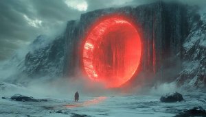 Sci-Fi Portal Wallpaper, Fantasy Landscape Wallpaper, Red Portal Landscape
