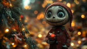 Christmas Creepy Doll Wallpaper: Festive Gothic 4K Mobile Background