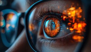 Eye Wallpaper: High-Tech City Reflection 4K Vision Background