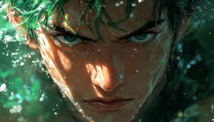 Anime Boy Wallpaper: Green Hair Character Art for Desktop & Mobile