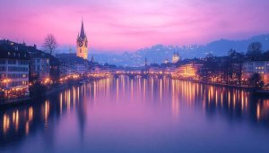 Zurich Cityscape Wallpaper, Switzerland at Night, City Lights 4K
