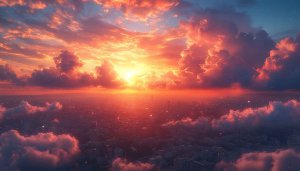 Fiery Sunset Cityscape 4K Mobile Wallpaper, Dramatic Sky Background