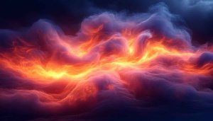 Fiery Cloudscape 4K Desktop Background, Orange Nebula Mobile Wallpaper