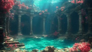 Underwater Ancient Temple Coral Reef Mobile Wallpaper Background Free