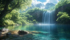Waterfall Lake 4K Desktop Background Landscape Mobile Screen Saver