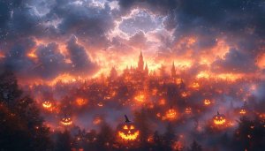 Halloween Pumpkin Castle 4K Desktop Background | Free Spooky Wallpaper