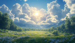 Bright Sunny Meadow 4K Desktop Background Scenic Landscape Wallpaper