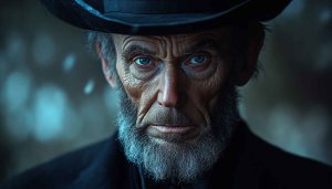 Abraham Lincoln Portrait Wallpaper, 4K Desktop Background, Historical Figure Art