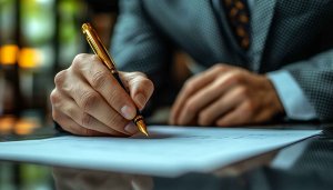 Businessman Signing Contract Agreement 4K Desktop Background, Corporate Mobile Wallpaper