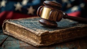 Law Gavel on Book United States Flag 4K Desktop Background