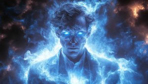 Glowing Scientist Portrait Wallpaper, Paranormal Being Portrait, Mobile Wallpaper