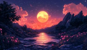 Fantasy Moonlit River Scene Mobile Wallpaper 4K Desktop Background