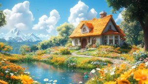 Fairytale Cottage Wallpaper for Desktop Backgrounds in 4K Resolution