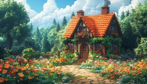 Fairytale Cottagecore Garden Mobile Wallpaper Free Download 4K Desktop Background