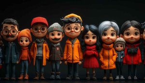 Cartoon Character Group Wallpaper, Cute Family Portrait Background, Kids Illustration