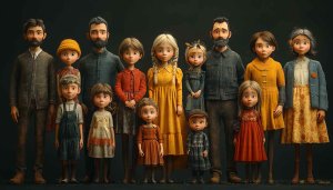 Big Family Cartoon Style Character Design 4K Desktop Background