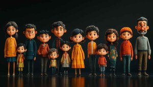 Cute Cartoon Family Portrait Mobile Wallpaper - Free Animated Background