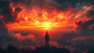 Dramatic Sunset Over Cityscape 4K Desktop Wallpaper, Mobile Background