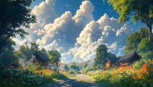 Japanese Village Landscape 4K Desktop Background Free Mobile Wallpaper