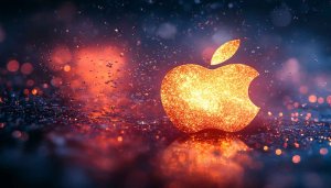 Glowing Apple Logo Sparkle Background for Desktop and Mobile