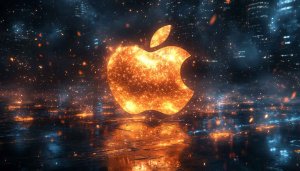 Apple Logo Fiery Glow 4K Desktop Background Mobile Wallpaper