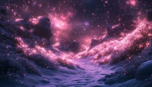 Pink Galaxy Fantasy Landscape 4K Desktop Background Mobile Wallpaper