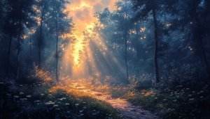 Enchanted Forest Mobile Wallpaper, Sunlight Through Trees Background 4K