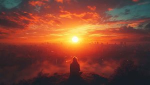 Sunset Meditation Girl 4K Desktop Wallpaper, Free Mobile Background