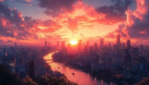 Free Cityscape Sunset Mobile Wallpaper in 4K Resolution