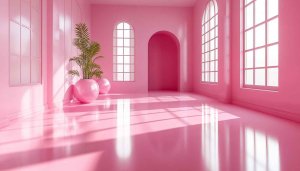 Aesthetic Pink Room Interior 4K Desktop Background Mobile Wallpaper