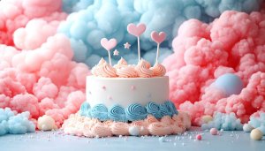 Pink Blue Cake Mobile Wallpaper for Birthday Dessert Celebration