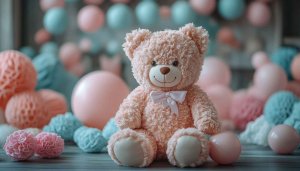 Cute Pink Teddy Bear Mobile Backgrounds | Baby Shower Wallpaper