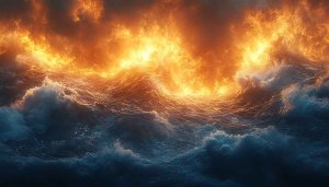 Fiery Ocean Waves 4K Wallpaper for Desktop and Mobile Backgrounds