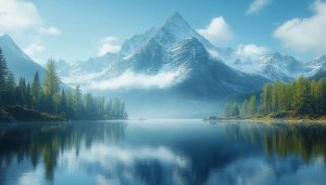 Lake and Snowy Mountain Peak 4K Desktop Nature Wallpaper