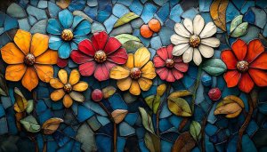 Mosaic Flower Art Wallpaper for Desktop Background, Mobile Wallpaper