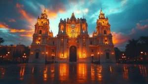Malaga Cathedral Sunset Wallpaper 4K, Spain Travel Desktop Background
