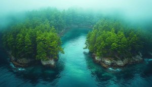 Serene Lake Forest Mobile Wallpaper, Green Nature Desktop Background