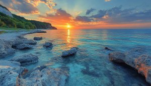 Coastal Sunset 4K Desktop Background, Free Beach Mobile Wallpaper