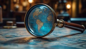 Antique World Map Magnifying Glass 4K Desktop Wallpaper Background