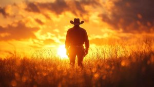 Cowboy Sunset Silhouette 4K Wallpaper - Western Mobile Background