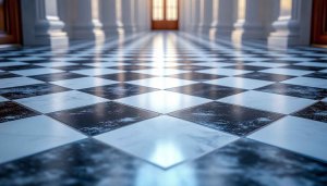 Classic Black and White Checkered Tile Floor 4K Desktop Wallpaper