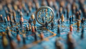 Detailed Miniature People on Map 4K Desktop Wallpaper Background