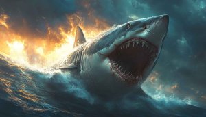 Great White Shark in Stormy Seas 4K Mobile Wallpaper