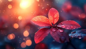 Red Leaves with Water Drops Free Mobile Wallpaper