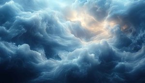 Dramatic Blue Clouds Desktop Wallpaper, Stormy Sky Mobile Background 4K