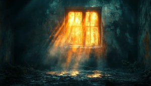 Sunlit Window Room Wallpaper, Dark Aesthetic 4K Desktop Background